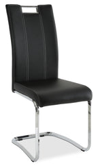Tuxedo Dining Chair with Vegan-Leather Fabric, Metal - Black | Chaise de salle à manger Tuxedo en tissu de cuir végétalien et en métal - noire