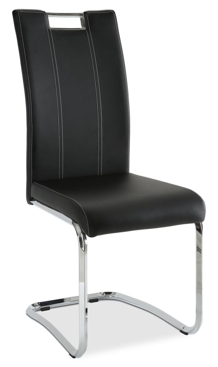 Tuxedo Dining Chair with Vegan-Leather Fabric, Metal - Black | Chaise de salle à manger Tuxedo en tissu de cuir végétalien et en métal - noire