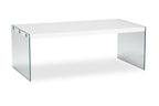 Waterford 44" Modern Coffee Table - White with Glass Legs|Table à café moderne Waterford de 44 po - blanche avec pattes en verre