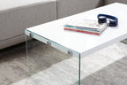 Waterford 44" Modern Coffee Table - White with Glass Legs|Table à café moderne Waterford de 44 po - blanche avec pattes en verre