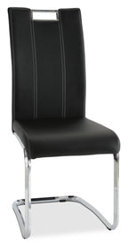 Tuxedo Dining Chair with Vegan-Leather Fabric, Metal - Black | Chaise de salle à manger Tuxedo en tissu de cuir végétalien et en métal - noire