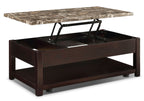Sicily 48" Traditional Lift Top Coffee Table With Storage, Shelf and Casters - Dark Brown  with Mabl|Table à café traditionnelle Sicily de 48 po avec dessus relevable, rangement, tablette et roulettes
