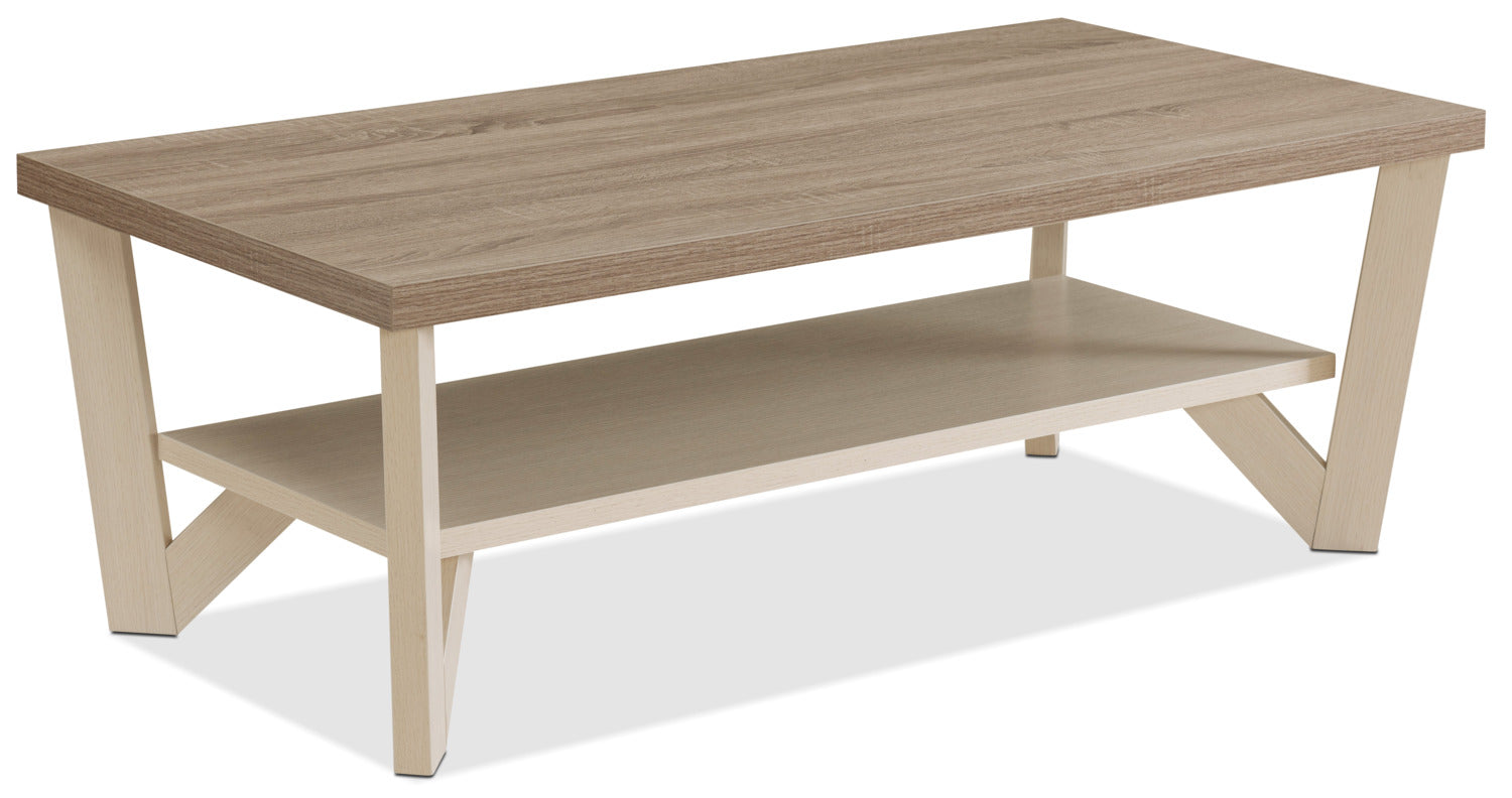 Arika 47.5" Modern 3-Pack Coffee + 2 End Tables with Shelf - Ivory |Ensemble 3 tables modernes Arika de 47,5 po (table à café et 2 tables de bout) avec tablette - ivoire