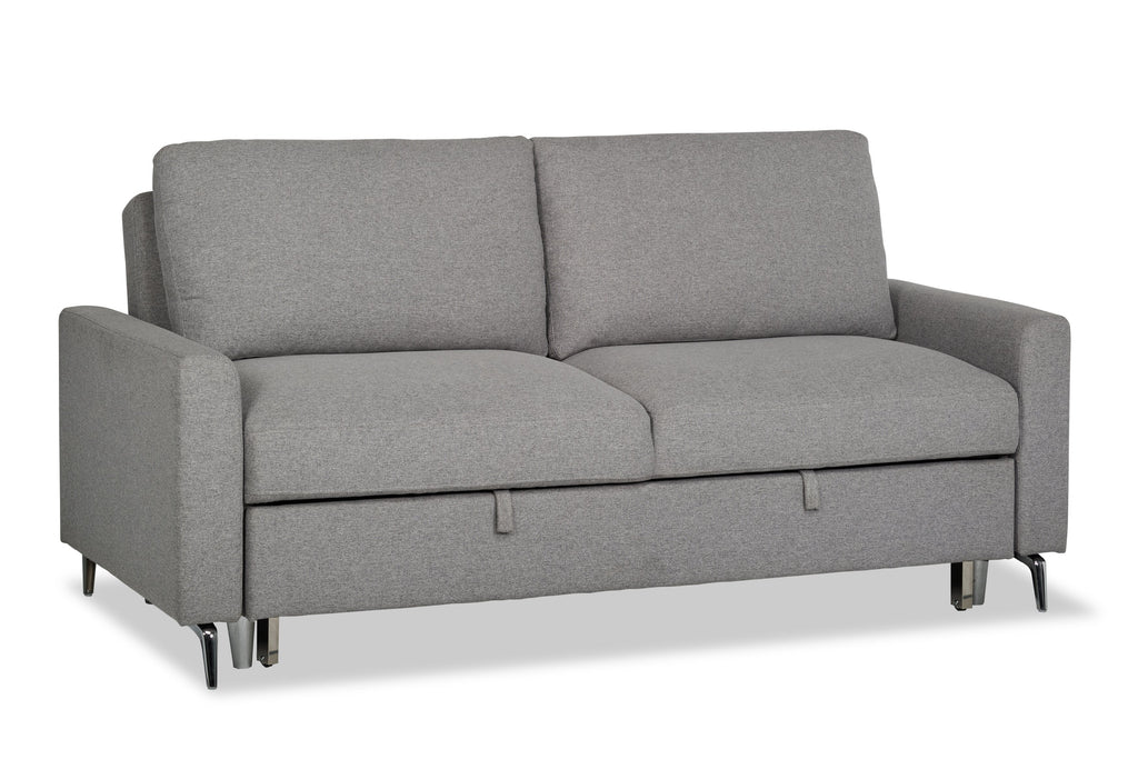 Wilson 77.5" Linen-Look Fabric Sleeper Sofa with Drop-Down Back Cushions and Metal Legs - Solis Grey  | Sofa-lit Wilson de 77,5 po en tissu d’apparence lin avec coussins de dossier rabattables et pattes en métal - gris Solis