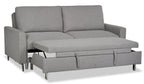Wilson 77.5" Linen-Look Fabric Sleeper Sofa with Drop-Down Back Cushions and Metal Legs - Solis Grey  | Sofa-lit Wilson de 77,5 po en tissu d’apparence lin avec coussins de dossier rabattables et pattes en métal - gris Solis