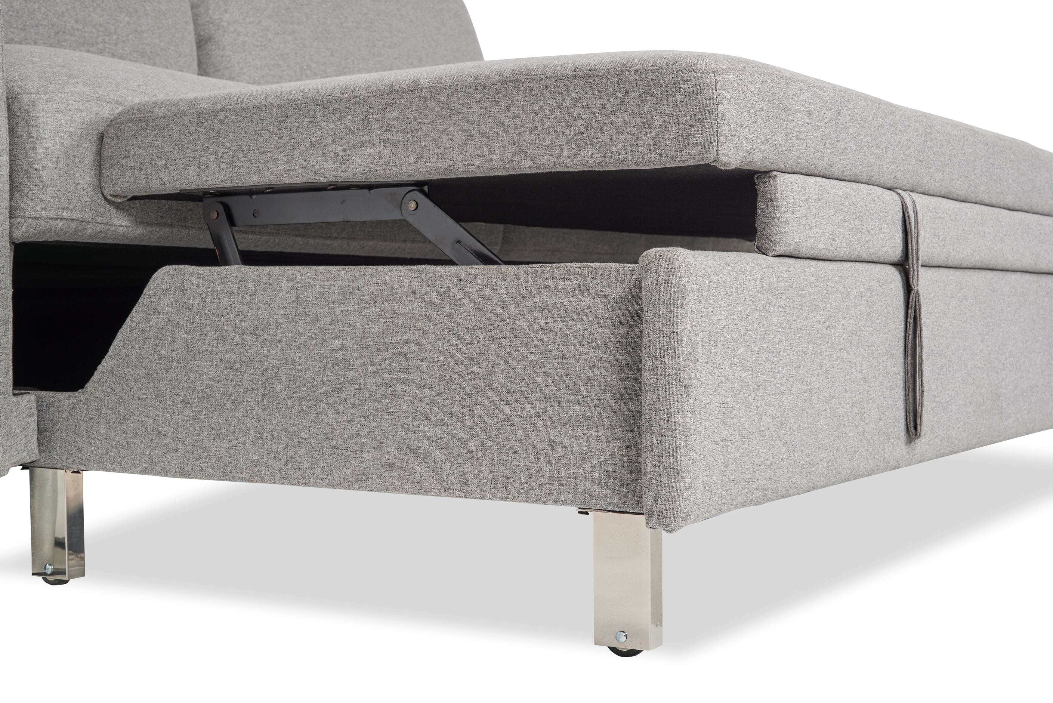 Wilson 77.5" Linen-Look Fabric Sleeper Sofa with Drop-Down Back Cushions and Metal Legs - Solis Grey  | Sofa-lit Wilson de 77,5 po en tissu d’apparence lin avec coussins de dossier rabattables et pattes en métal - gris Solis