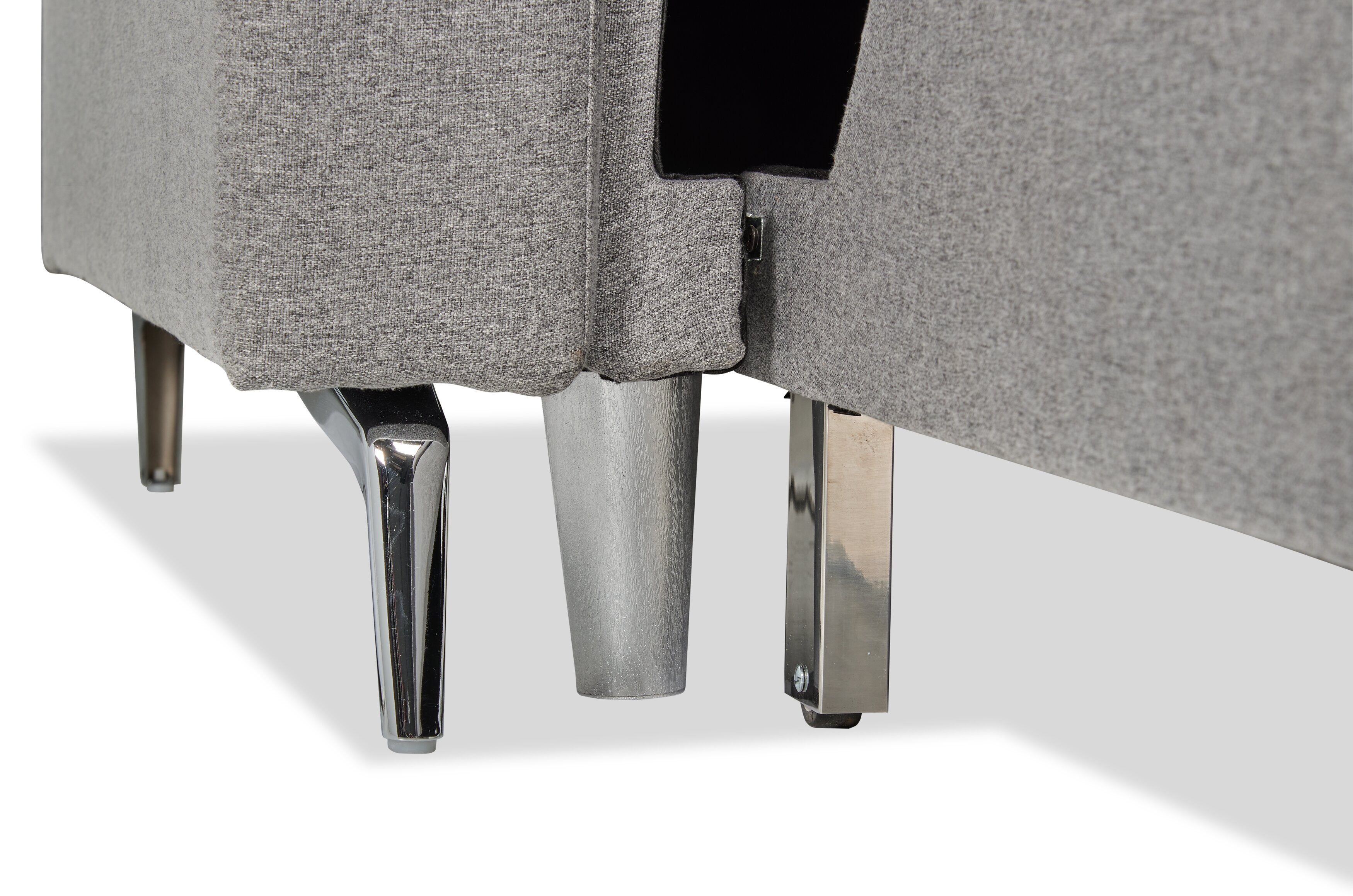 Wilson 77.5" Linen-Look Fabric Sleeper Sofa with Drop-Down Back Cushions and Metal Legs - Solis Grey  | Sofa-lit Wilson de 77,5 po en tissu d’apparence lin avec coussins de dossier rabattables et pattes en métal - gris Solis