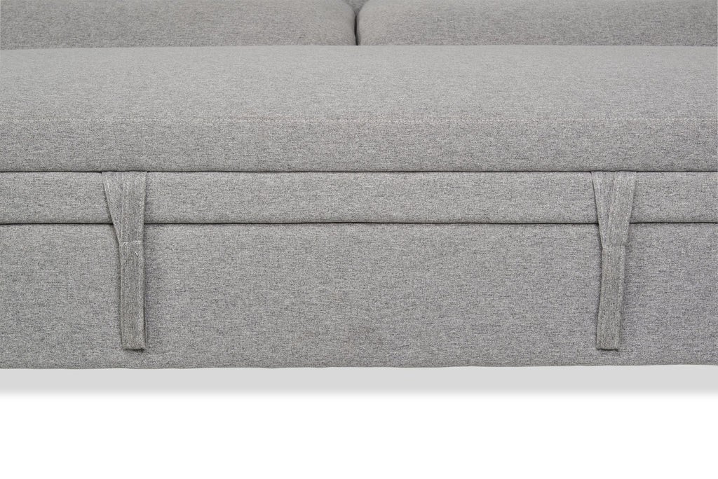 Wilson 77.5" Linen-Look Fabric Sleeper Sofa with Drop-Down Back Cushions and Metal Legs - Solis Grey  | Sofa-lit Wilson de 77,5 po en tissu d’apparence lin avec coussins de dossier rabattables et pattes en métal - gris Solis