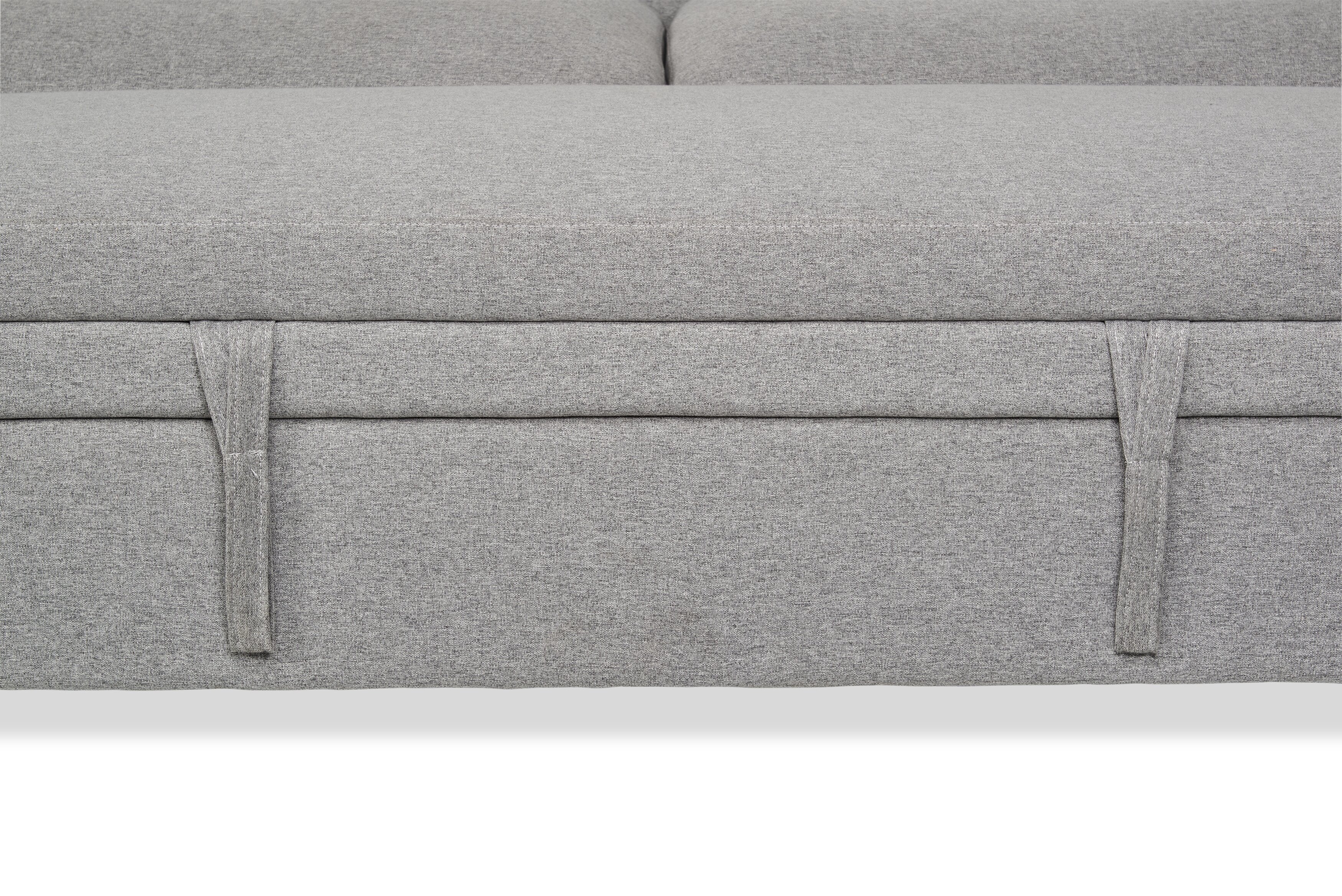Wilson 77.5" Linen-Look Fabric Sleeper Sofa with Drop-Down Back Cushions and Metal Legs - Solis Grey  | Sofa-lit Wilson de 77,5 po en tissu d’apparence lin avec coussins de dossier rabattables et pattes en métal - gris Solis