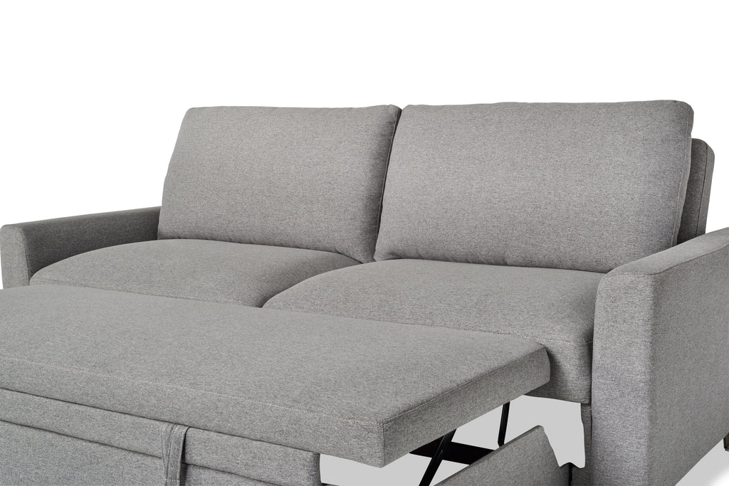 Wilson 77.5" Linen-Look Fabric Sleeper Sofa with Drop-Down Back Cushions and Metal Legs - Solis Grey  | Sofa-lit Wilson de 77,5 po en tissu d’apparence lin avec coussins de dossier rabattables et pattes en métal - gris Solis
