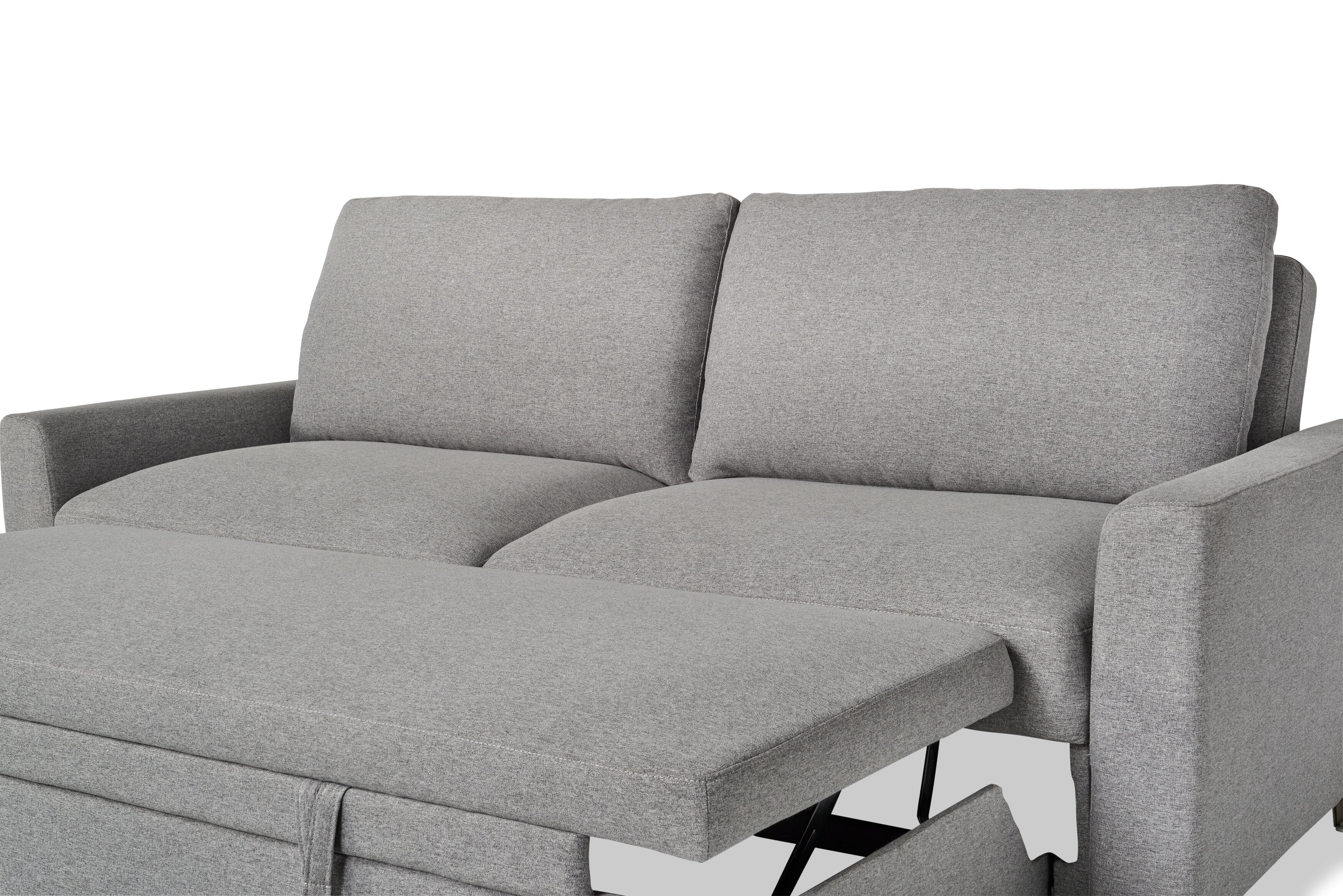 Wilson 77.5" Linen-Look Fabric Sleeper Sofa with Drop-Down Back Cushions and Metal Legs - Solis Grey  | Sofa-lit Wilson de 77,5 po en tissu d’apparence lin avec coussins de dossier rabattables et pattes en métal - gris Solis