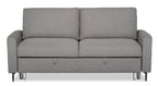 Wilson 77.5" Linen-Look Fabric Sleeper Sofa with Drop-Down Back Cushions and Metal Legs - Solis Grey  | Sofa-lit Wilson de 77,5 po en tissu d’apparence lin avec coussins de dossier rabattables et pattes en métal - gris Solis