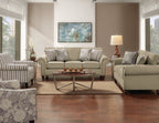 Made in Canada Wynn 93" Chenille Fabric Sofa with Nailhead Trim and Wood Bun Legs - Taupe | Sofa Wynn de 93 po fabriqué au Canada en tissu de chenille avec bordure de clous décoratifs et pattes en oignon en bois - taupe