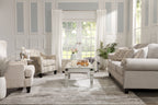 Made in Canada Wynn 93" Chenille Fabric Sofa with Nailhead Trim and Wood Bun Legs - Grey | Sofa Wynn de 93 po fabriqué au Canada en tissu de chenille avec bordure de clous décoratifs et pattes en oignon en bois - gris