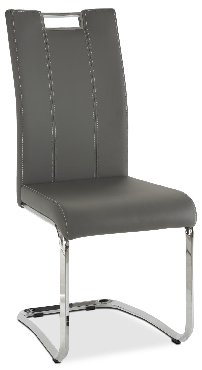 Tuxedo Dining Chair with Vegan-Leather Fabric, Metal - Grey | Chaise de salle à manger Tuxedo en tissu de cuir végétalien et en métal - grise