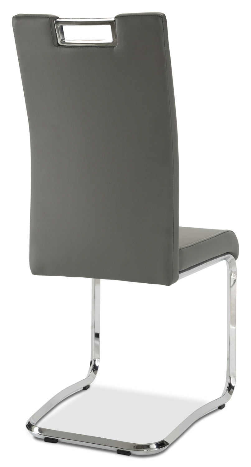Tuxedo Dining Chair with Vegan-Leather Fabric, Metal - Grey | Chaise de salle à manger Tuxedo en tissu de cuir végétalien et en métal - grise
