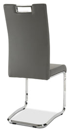 Tuxedo Dining Chair with Vegan-Leather Fabric, Metal - Grey | Chaise de salle à manger Tuxedo en tissu de cuir végétalien et en métal - grise