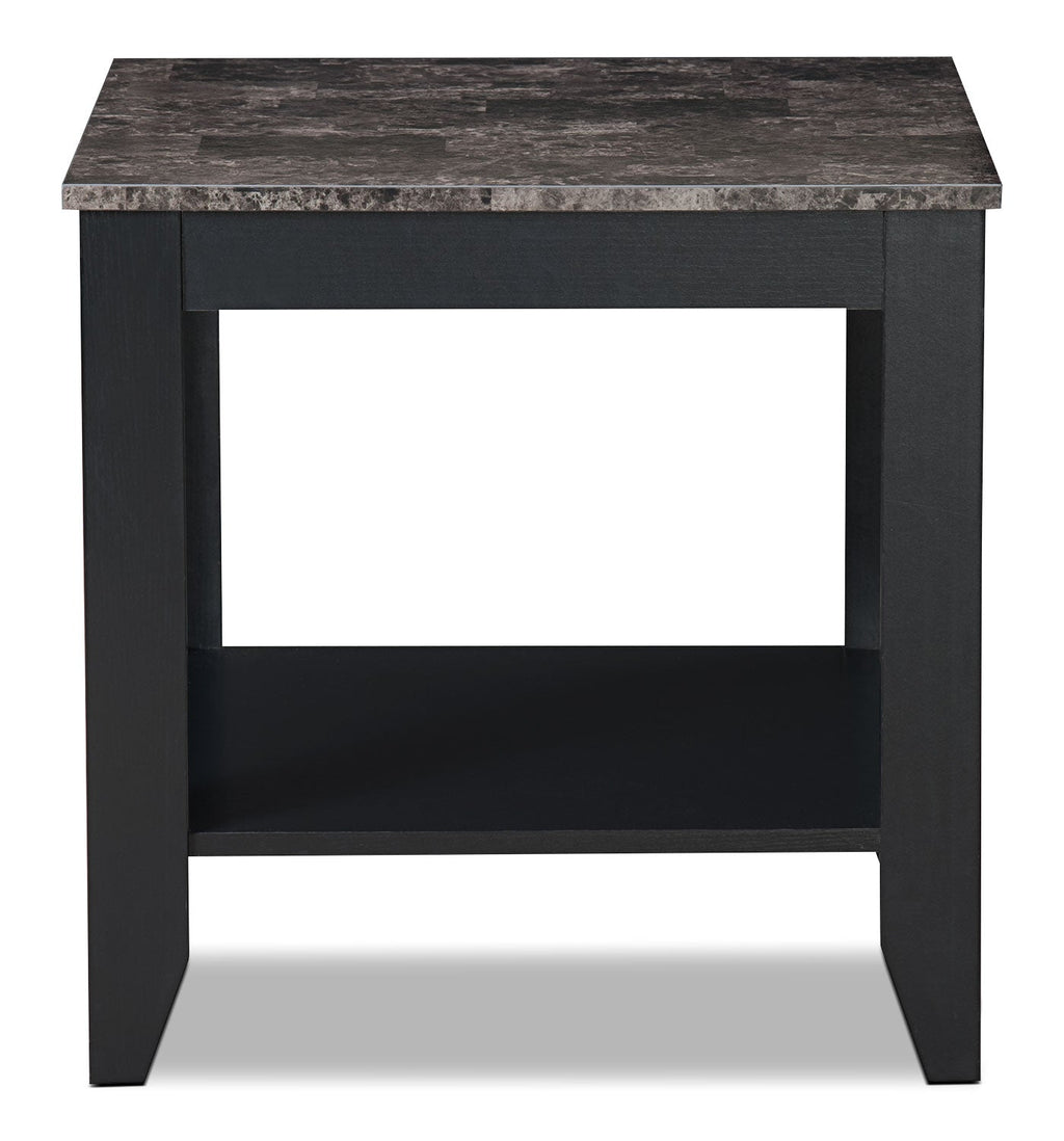 Roma  47.5" 3-Pack Coffee + 2 End Tables with Shelf - Black Marble Look |Ensemble 3 tables Roma de 47,5 po (table à café et 2 tables de bout) avec tablette - imitation de marbre noir