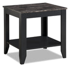 Roma  47.5" 3-Pack Coffee + 2 End Tables with Shelf - Black Marble Look |Ensemble 3 tables Roma de 47,5 po (table à café et 2 tables de bout) avec tablette - imitation de marbre noir