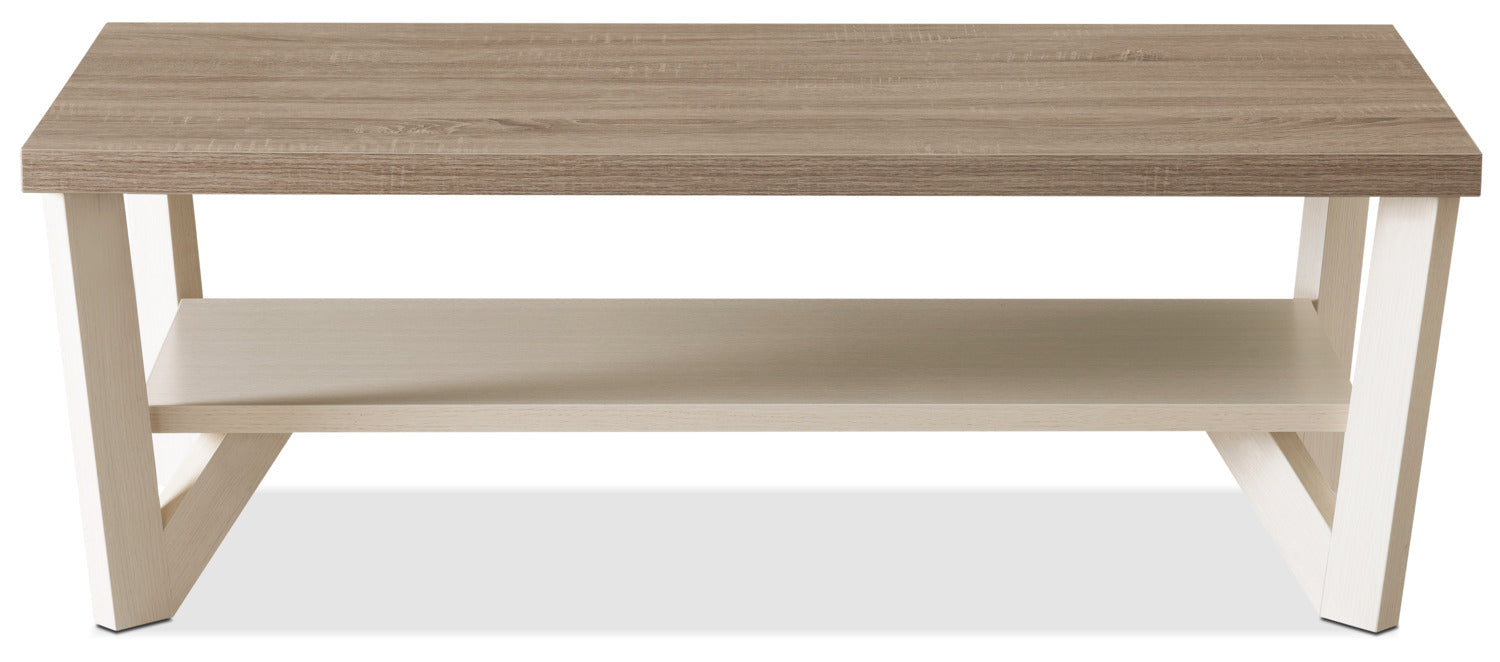 Arika 47.5" Modern 3-Pack Coffee + 2 End Tables with Shelf - Ivory |Ensemble 3 tables modernes Arika de 47,5 po (table à café et 2 tables de bout) avec tablette - ivoire