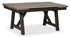 Zao Dining Table with 66-94"W Extension, Melamine, Trestle Base - Brown | Table de salle à manger Zao de 66 po à 94 po (L) en mélamine avec rallonge avec base à tréteaux - brune